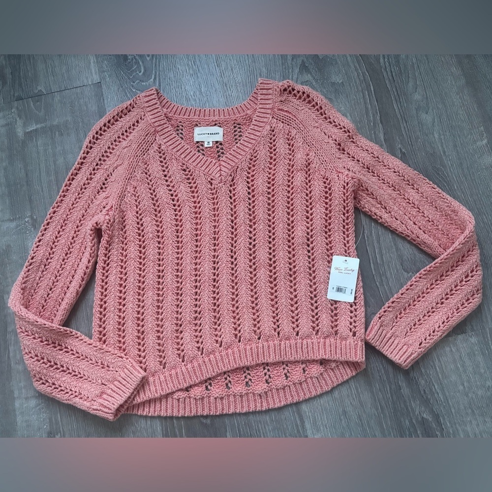 NWT Lucky Brand Open Stitch Pullover Sweater Size XS
